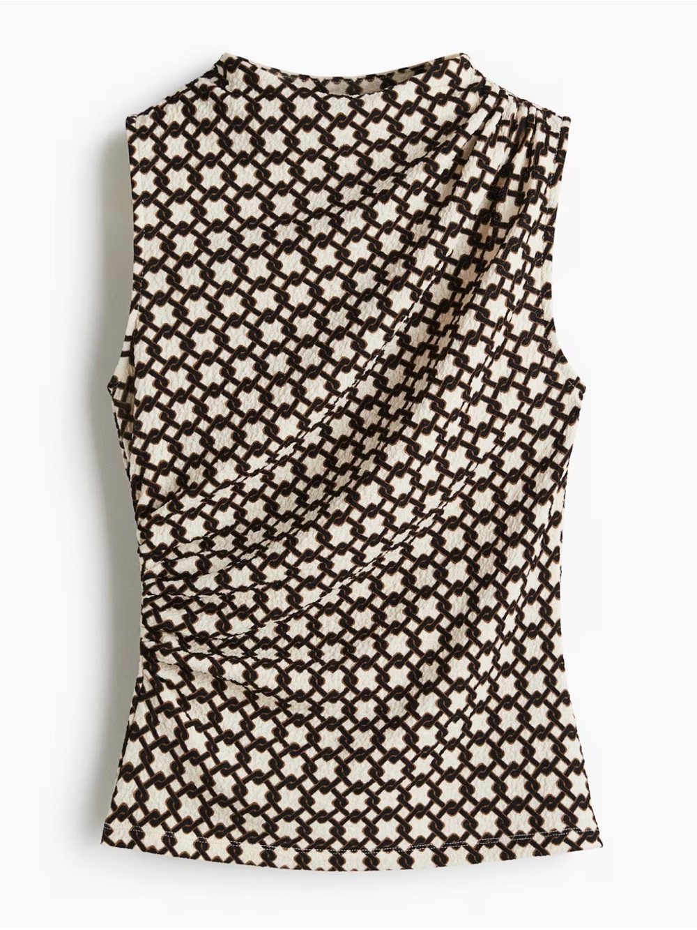 H&M Cream Top with Black Geometric Chain Print
